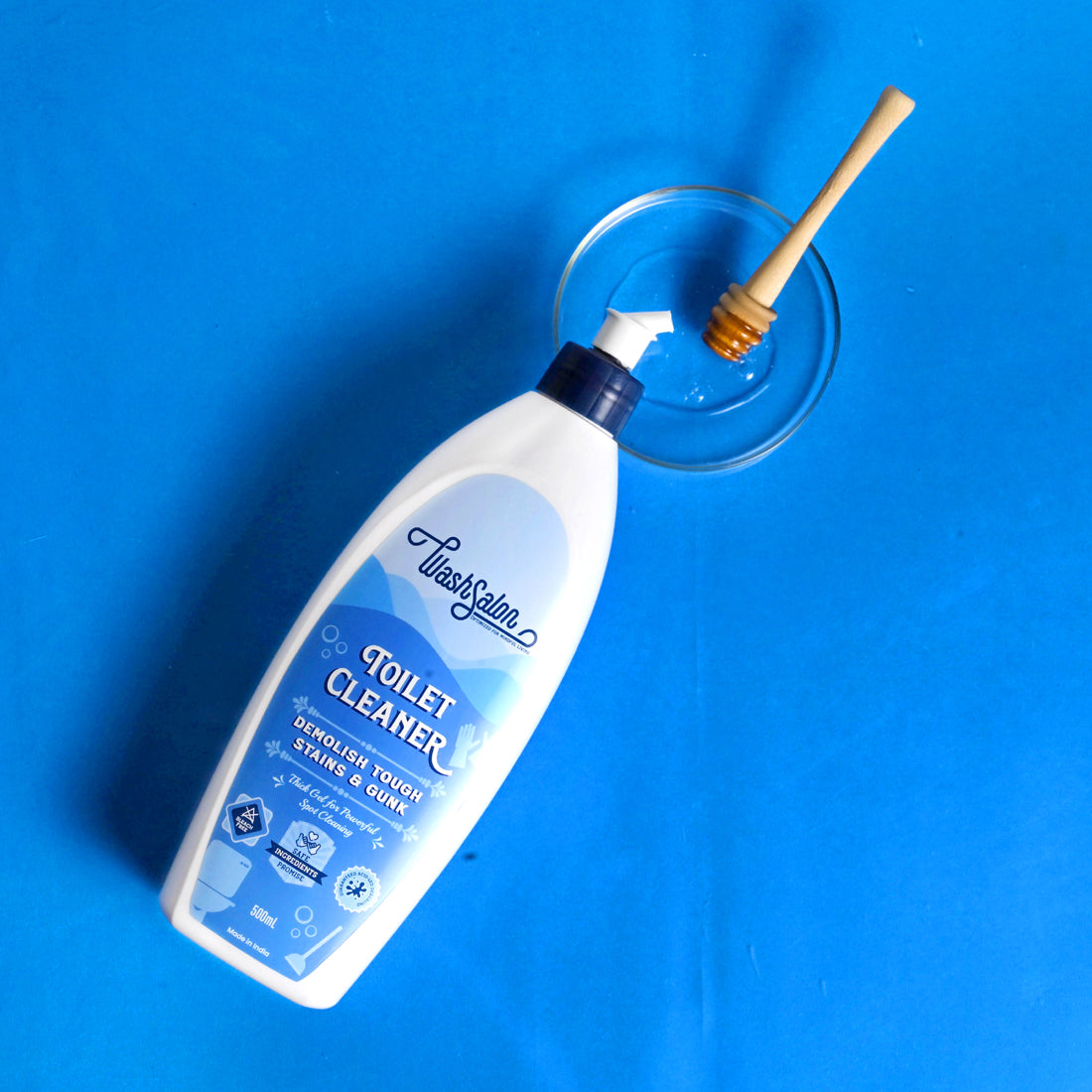 Scrubbing Toilet Using WashSalon Toilet Cleaning Liquid – Natural, Bleach-Free Disinfectant for Bathroom Cleaning
