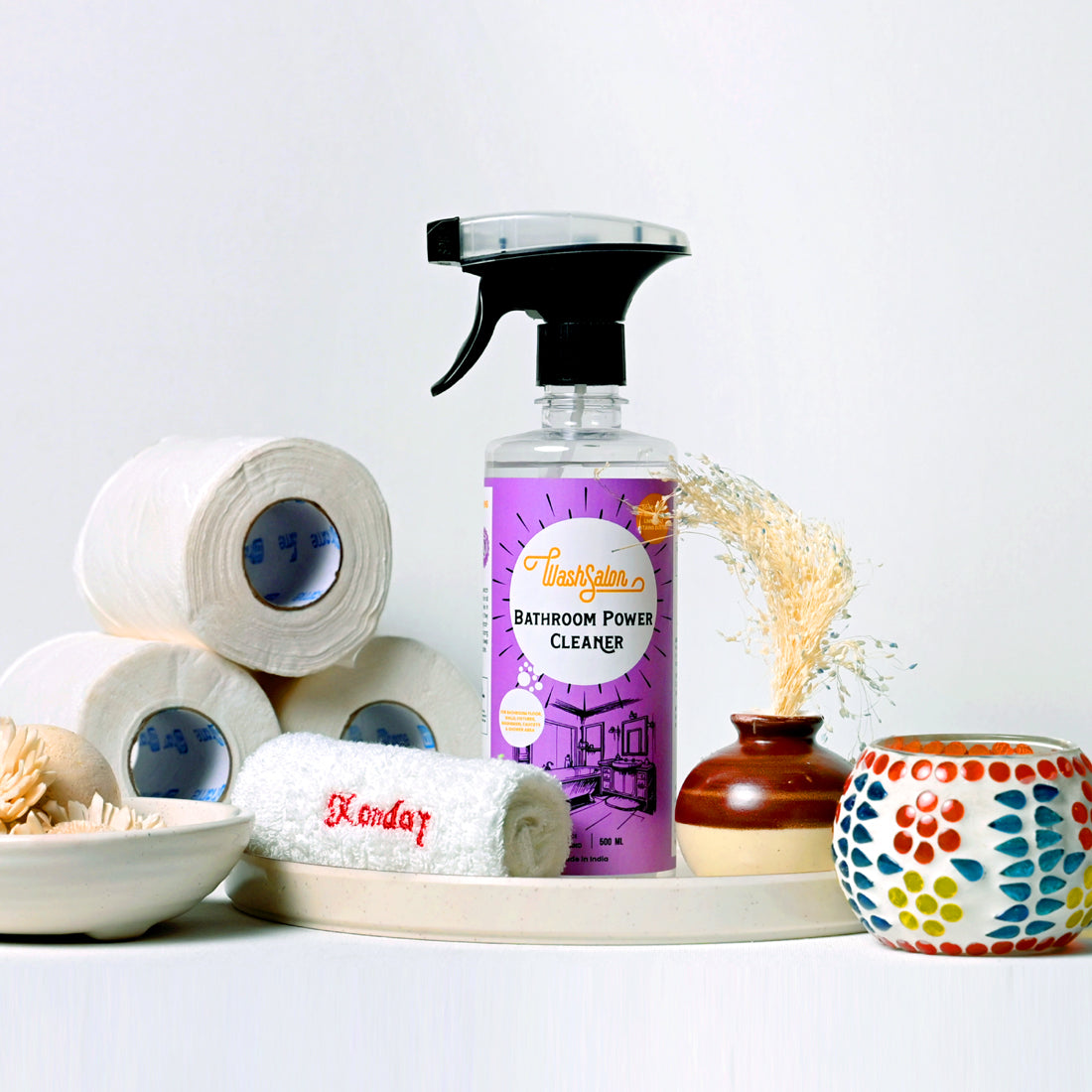 WashSalon Bathroom Cleaner Spray Bottle – Eco-Friendly, Non-Toxic Bathroom Cleaning Solution for Indian Homes