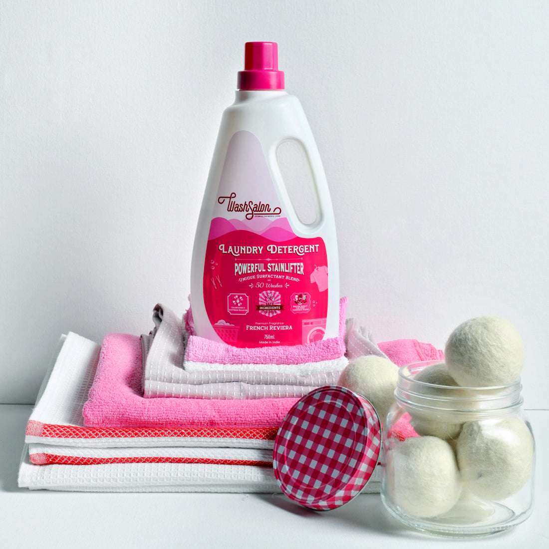 WashSalon Concentrated Laundry Detergent 750ML Bottle Front View – Eco-Friendly &amp; Skin Safe