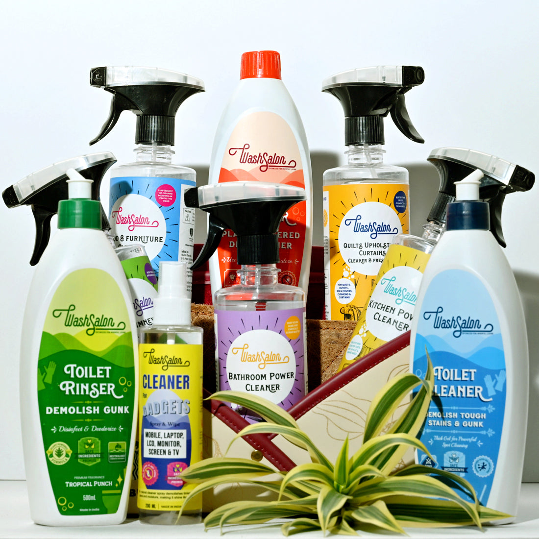WashSalon Housewarming Combo – Eco-friendly home cleaning kit with toilet cleaner, floor cleaner, kitchen &amp; bathroom sprays