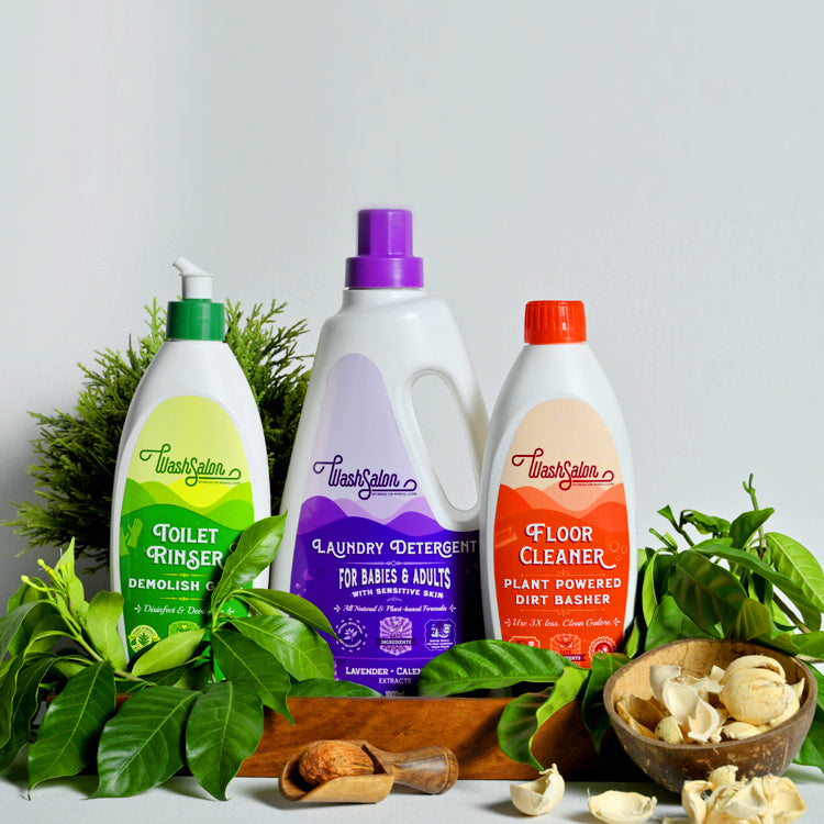 WashSalon Non-Toxic Cleaning Combo – Safe Plant-Based Cleaners for Babies, Pets &amp; Planet
