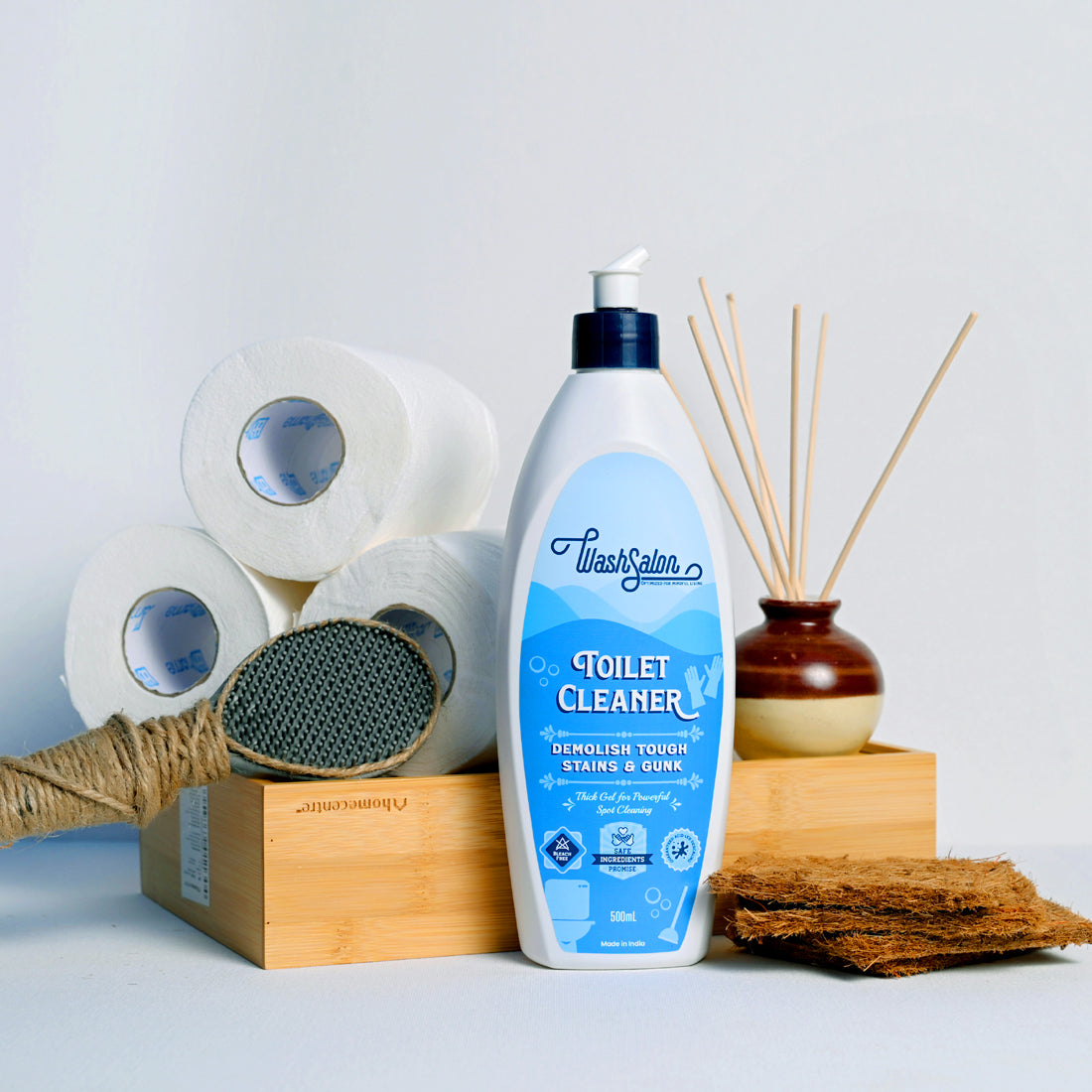WashSalon Toilet Cleaner Liquid Bottle – Bleach-Free, Eco-Friendly Thick Formula for Indian Toilets